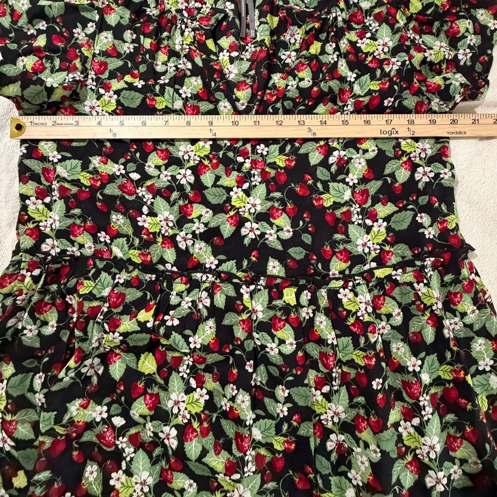 Anthologie Wild Strawberry Patch Ruffle-Sleeve V-Neck Mini Dress Womens Size: LP - Picture 8 of 16